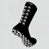Red midcalf length grip socks by ALKO-TEK with superior durability and traction for athletes