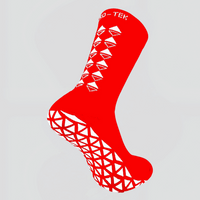 Red midcalf length grip socks by ALKO-TEK made from durable polyamide for superior athletic performance
