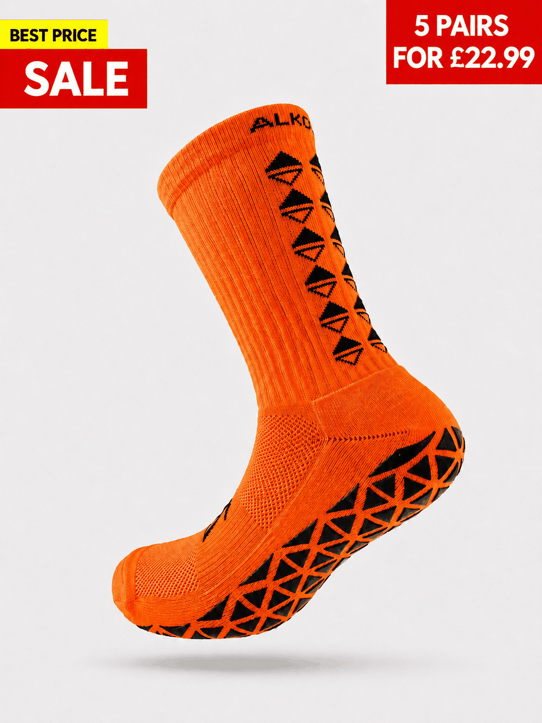 Neon pink grip socks by ALKO-TEK with enhanced durability and performance for athletes