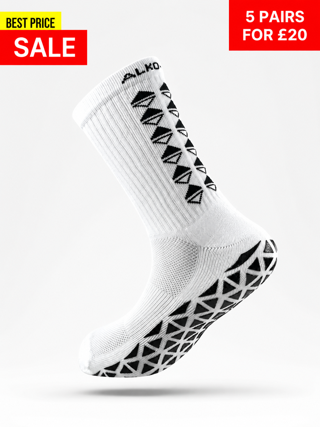 GRIP SOCKS MIDCALF LENGTH WHITE
