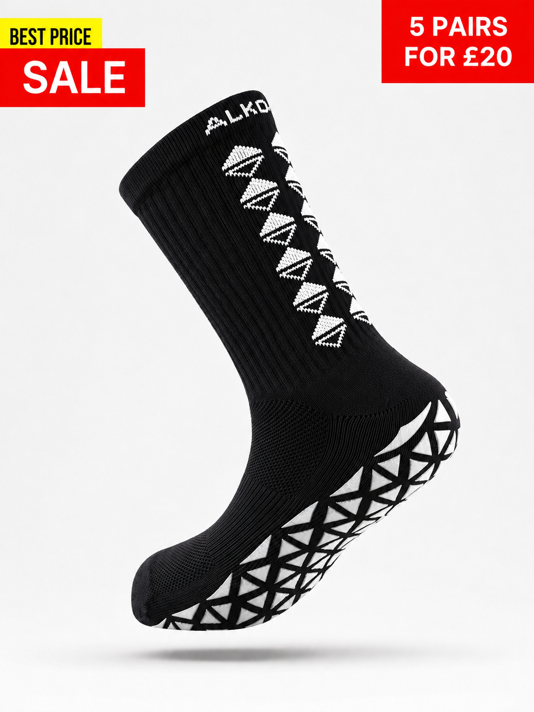 GRIP SOCKS MIDCALF LENGTH WHITE