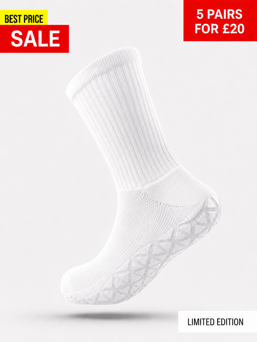 GRIP SOCKS MIDCALF LENGTH WHITE