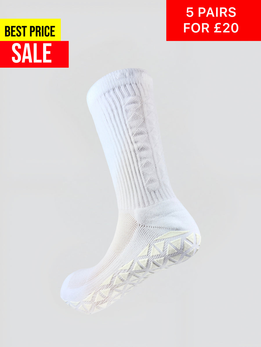 GRIP SOCKS MIDCALF LENGTH WHITE
